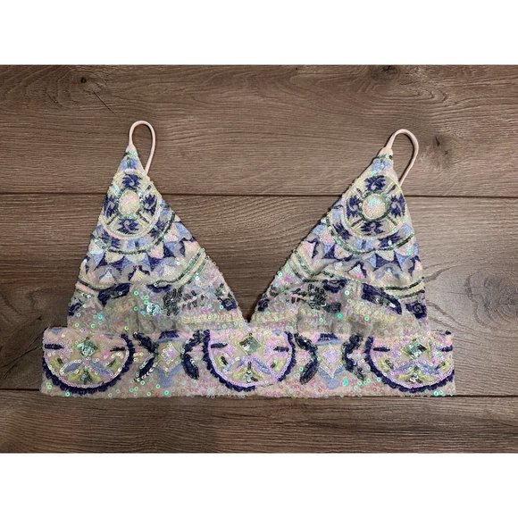 FREE PEOPLE JUST BEAD IT BRALETTE POWDER SAND COMBO M - Picture 6 of 9